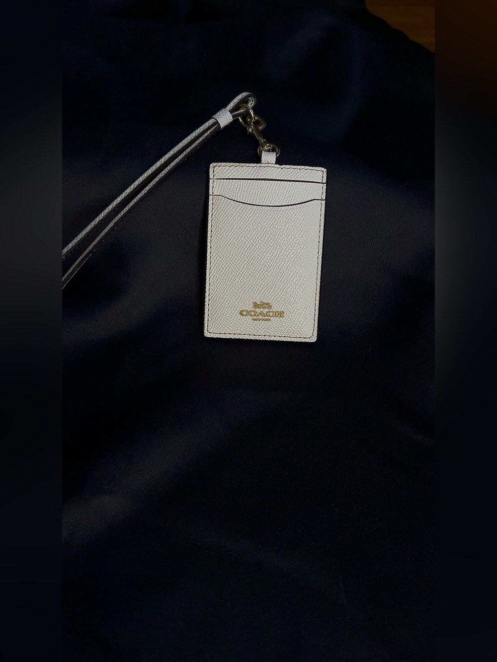 Coach Crossgrain Leather ID Lanyard in Chalk - Picture 3 of 10